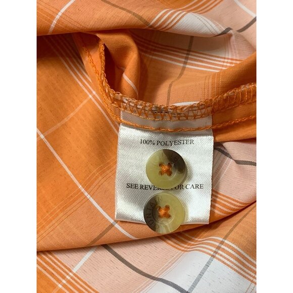 Mountain Club Mens Orange Plaid Long Sleeve Button-Down Shirt Vented Size Medium - Picture 7 of 13